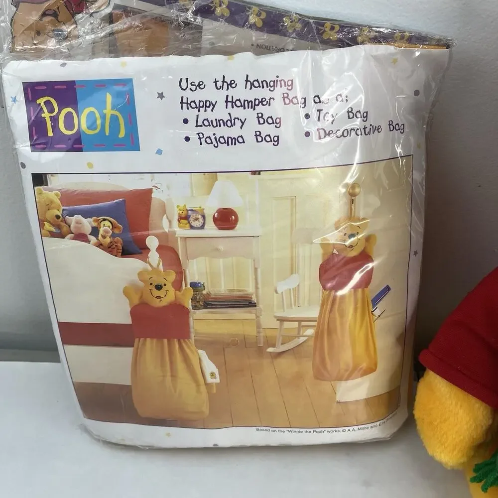 Winnie The Pooh Hanging Hamper Bag Laundry Pajama Toy Decorative Bag NOS Vintage